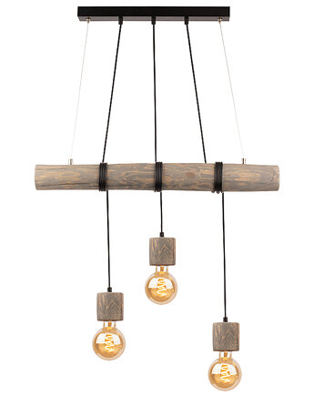 Lampa Wisząca 3x E27 Trabo Pino drewno loft, Fabryka Lamp