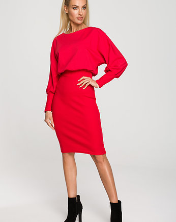 Sukienka z dołem ze ściągacza-czerwona(M-690), MOE