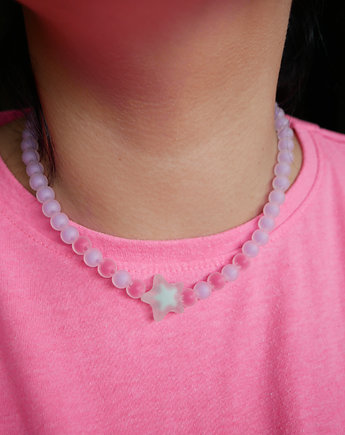 Kolorowy naszyjnik choker z koralików miętowa gwiazda, Wylewnia Twórczości