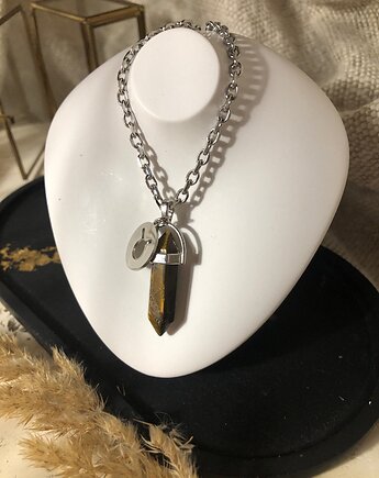 Naszyjnik wisiorek tygrysie oko byk, hematiti