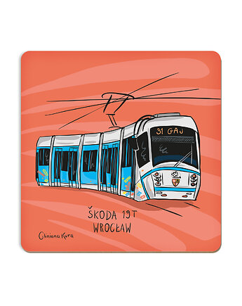 Podkładka pod kubek Wrocław Tramwaj, Gliniana Kura