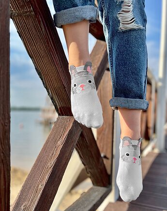 Skarpetki damskie Kotek - białe, CandySox
