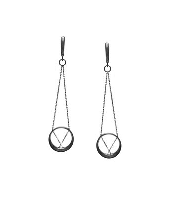 Kolczyki srebrne MINIMAL earrings MAXI / black, Filimoniuk