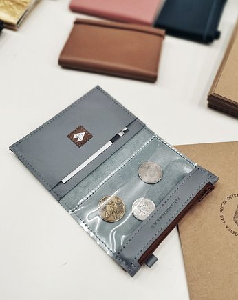 MINI + Grey - portfel ze skóry, OKAZJE - Prezent na Dzień Kobiet