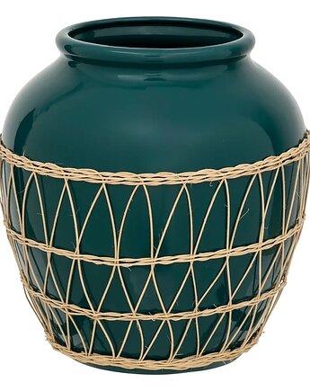 Wazon z dolomitu petrol z rattanem 33,5 cm, MIA home