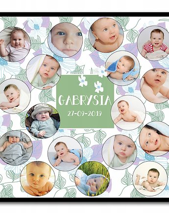 Kwiatowy plakat z państwa zdjęciami i imieniem, Sowia Aleja