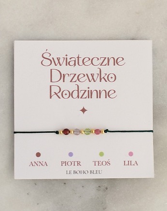 Świąteczne Drzewko Rodzinne - Bransoletka z kamieniami miesiąca, Le Boho Bleu