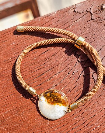 Bransoletka na sznurku z bursztynem, Figa handmade accessories