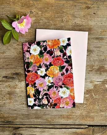 Róże- Kartka- Rosa- Grafika- Ilustracja- Natura- Kwiaty, BOSKE