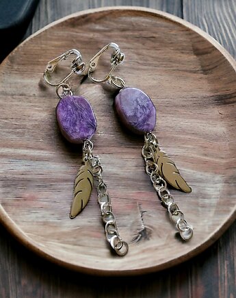 LUX. UNIKATOWE klipsy : czaroit, kaktusia