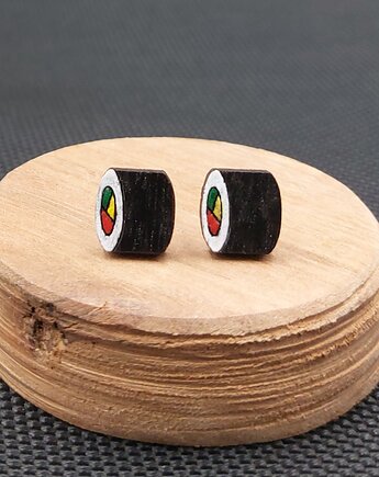 Kolczyki drewniane SUSHI, SIAMIL ART