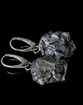 Kolczyki srebrne okazałe meteoryty, Pracownia Neores