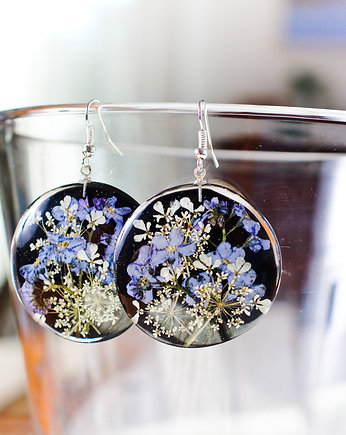 Kolczyki z niezapominajkami - żywica, srebro, So Jewelry