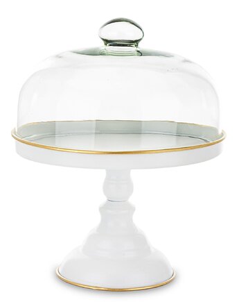 Patera metalowa na nóżce ze szklaną pokrywą 31x25,5x25,5 cm, MIA home