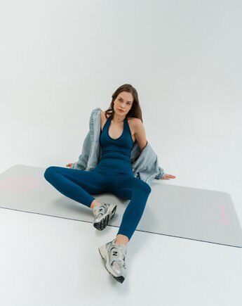 Legginsy modelujące do jogi, fitness, pilates MALIBU EVENINGS - blue, Moonholi