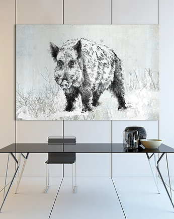 OBRAZ NA PŁÓTNIE 120x80cm  PEJZAŻ DZIK SZKIC, LUdesign gallery