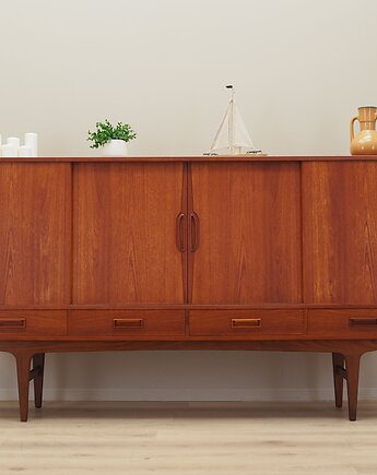 Highboard tekowy, duński design, lata 60, projektant: B, Przetwory design