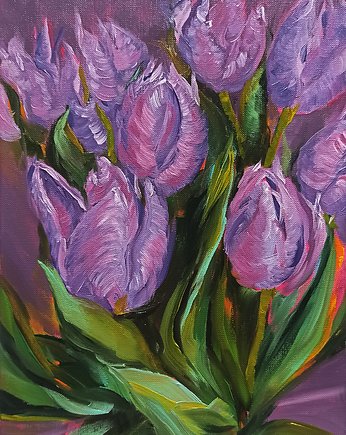 Fioletowe tulipany, oryginalny obraz olejny, ShkrebetsARTgallery