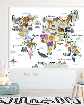 Mapa dla dzieci ze zwierzętami z całego świata, AdaAndIwo