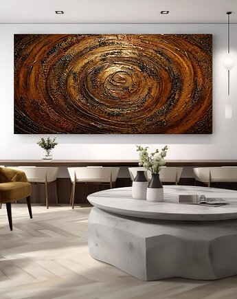 Obraz abstrakcja  80x160cm w kolorach miedziany i złoty, art and texture
