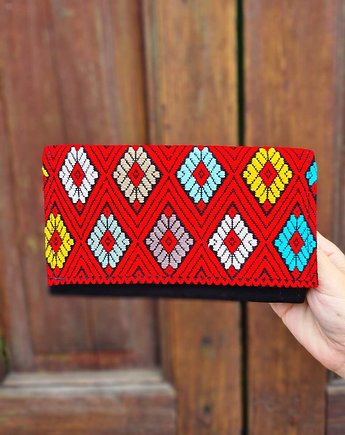 Portfel Tejido Duży ręcznie robiony tkany wzór meksyk kolory geometryczny, SempreArte