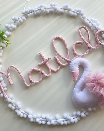 Imienna personalizowana dekoracja z łabędziem, renartgifts
