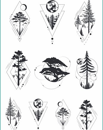 Tatuaż tymczasowy "Geometryczny las", Fotobloki and decor
