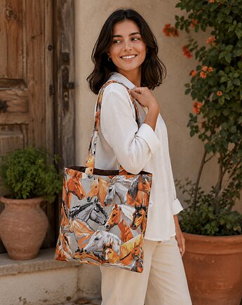 Torba shopper koniki torba na zakupy shopperka torba zakupowa konie, Uszyciuch