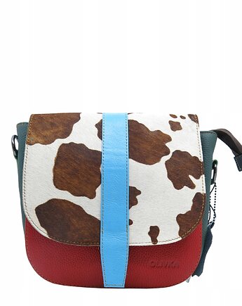 Torebka damska klasyczna skórzana regulowany pasek klapka wzór OLIVKA, Olivka Warsaw