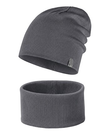 Czapka beanie i komin prosty komplet bawełniany dwuwarstwowy, bubalove