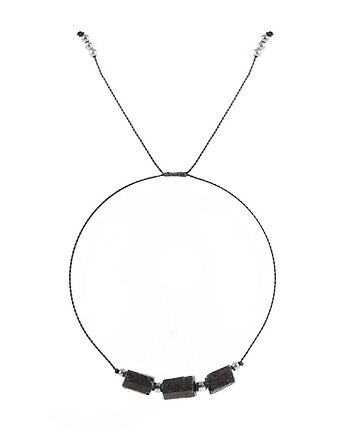 Bransoletka na jedwabnej nici z mini surową bryłą - Wersja Srebrna, Kulka Bransoletki