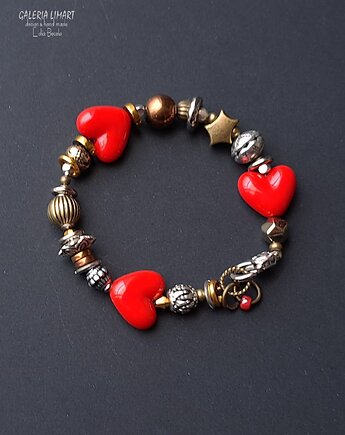 Bransoletka z 3 sercami znakomity ponadczasowy walentynkowy  PREZENT handmade, Galeria Limart