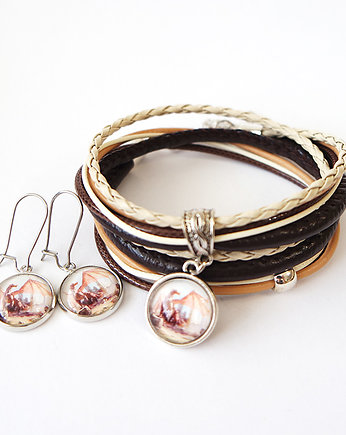 Komplet - bransoletka i kolczyki - smok, yenoo