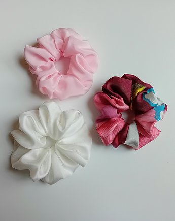 3 Jedwabne frotki /scrunchie Love zestaw kolorowy, BARLA