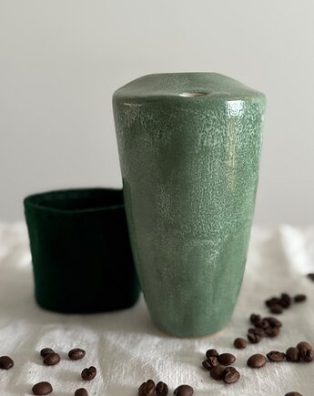 Ceramiczny kubek podróżny 400ml z opaską termoizolacyjną, bien.ceramics