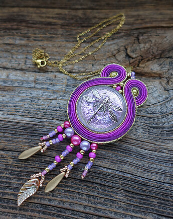 Złota ważka- wisior sutasz, Mró Soutache