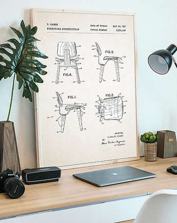 Krzesło - patent - plakat 50x70 cm, minimalmill