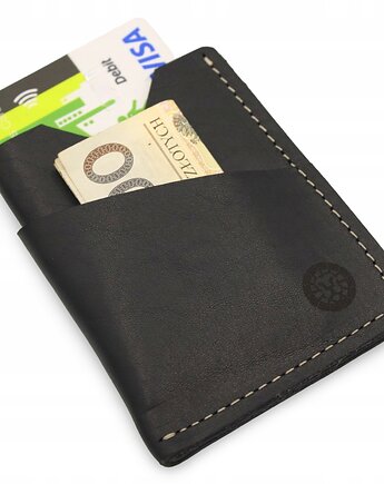 Skórzane Etui na Karty Banknoty Dowód Portfel Slim Czarny - Parker Quality, Parker Quality