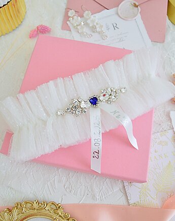 Podwiązka ivory z kryształem Swarovskiego, Anelis Atelier