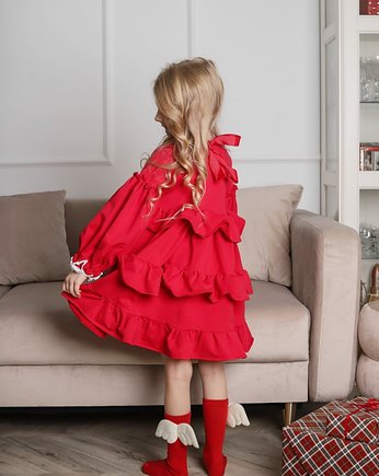 Sukienka Dresowa  Red  Frill, FajnieUbieramy