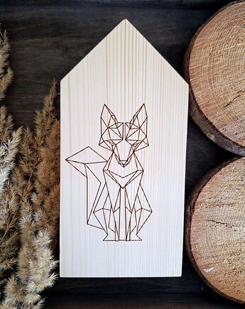 Drewniany domek geometryczny lis, Wooden Love