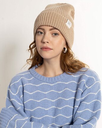 Czapka Hiro z wełny merino beżowa, Woolish