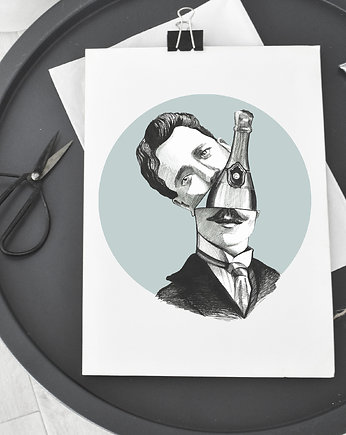 Szampan. Ilustracja tuszem i akwarelą., About Face Illustration
