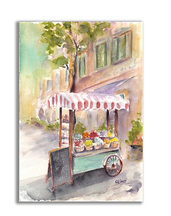 Akwarela ręcznie malowana oryginalna "Włochy", Galeria Alma