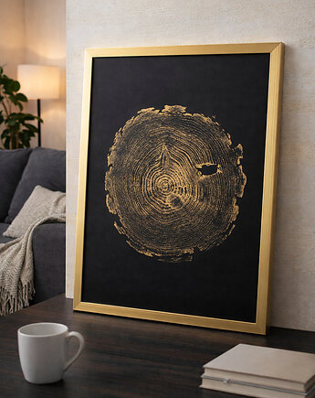 Plakat Botaniczny Sosna Pinus w Ramie 30x40cm. Złoty Obraz Glamour, Kuźnia Obrazów