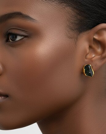 Kolczyki Sztyfty Czarny Turmalin, TulipBIJOU