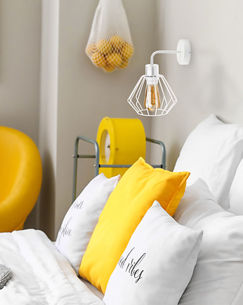 Biały kinkiet do sypialni z drutów FEZ LOFT, lampy loftowe LYSNE LOFT