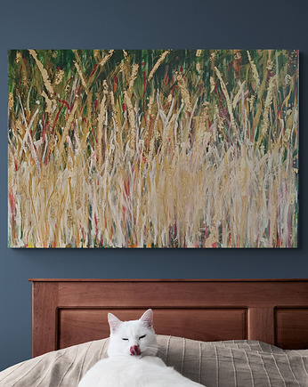 Obraz ręcznie malowany na płótnie 70 x 100 cm - Wietrzne trawy, Kasia Kulicka