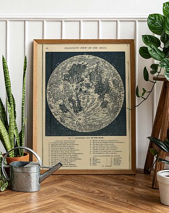 Plakat - Księżyc retro, vintage, raspberryEM