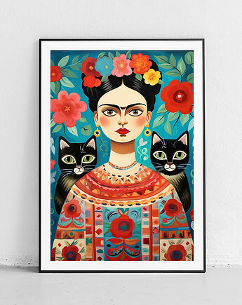 Plakat Portret Fridy z Kotami, Harvest Maison